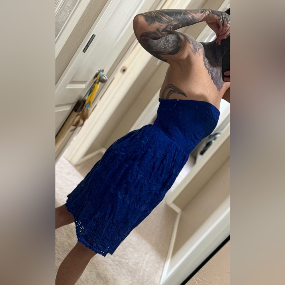 Blue strapless top dress